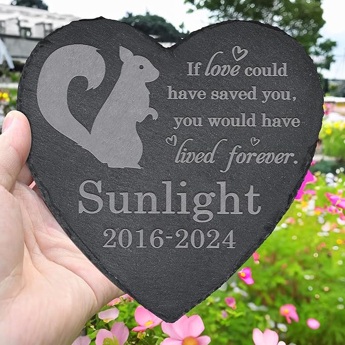 Squirrel Memorial Stone -Squirrel Memorial Gifts - Pet Loss Gift - Loss of Squirre - Heart