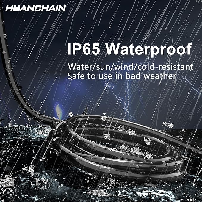 HUANCHAIN Indoor Outdoor Black Extension Cord 50 ft Waterproof, 16/3 Gauge Flexible Resistant Appliance Extension Cord Outside, 13A 1625W 16AWG SJTW, 3 Prong Heavy Duty Electric Cable, ETL Listed