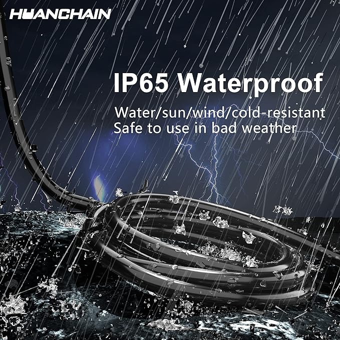 HUANCHAIN Indoor Outdoor Black Extension Cord 20 ft Waterproof, 16/3 Gauge Flexible Cold-Resistant Appliance Extension Cord Outside, 13A 1625W 16AWG SJTW, 3 Prong Heavy Duty Electric Cable, ETL