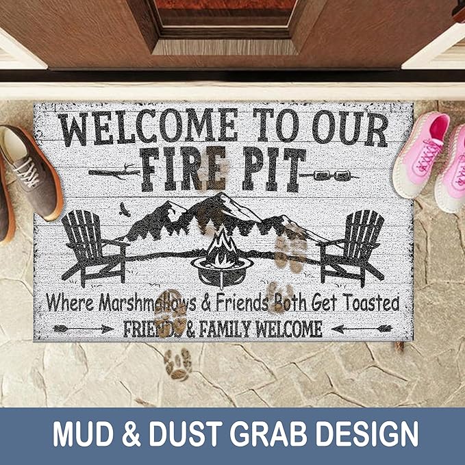 Camping Door Mat, Camper Travel Trailer RV Welcome Mat Doormat Non-Slip for Front Door Porch Indoor Outside Entrance Entryway, Camping Camper Bathroom Rug, 17x30 Inch