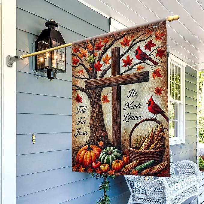 FLAGWIX Fall Christian Flag - House Flags for Outside 29.5" x 39.5" - Christian Gifts for Women Men, Fall Decorations for Home, Thanksgiving Decorations for Garden Decor, Outdoor Decor for Patio