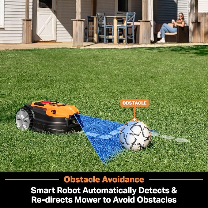 LawnMaster OcuMow™ VBRM701YAMIDR Perimeter Wire Free Robot Lawn Mower Cuts 1/6 Acre Optical Navigation,Obstacle Avoidance Auto-Charging Station, No Go Function, WiFi & Bluetooth Connection APP Control