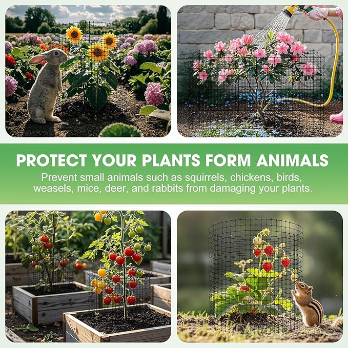 60PCS Plant Protector from Animals, 20 Pack 12'' x 12'' Metal Plant Cages, Heavy Duty Garden Cage to Keep Animals Out, Garden Wire Mesh Protection from Rabbit Chicken Squirrel Tree,Vegetables,Flowers