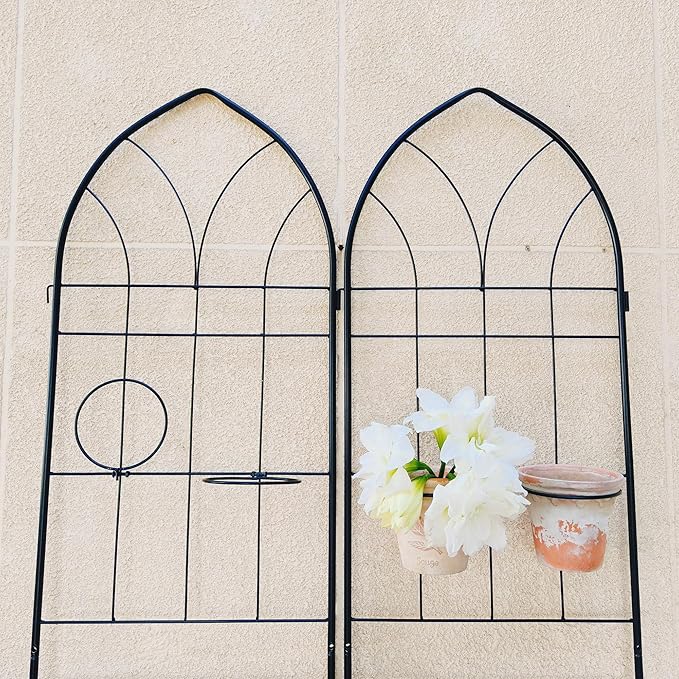 Metal Garden Trellis Rustproof Trellis for Climbing Plants Outdoor Flower Support (Black-4 Pack, 78.7"x19.7")