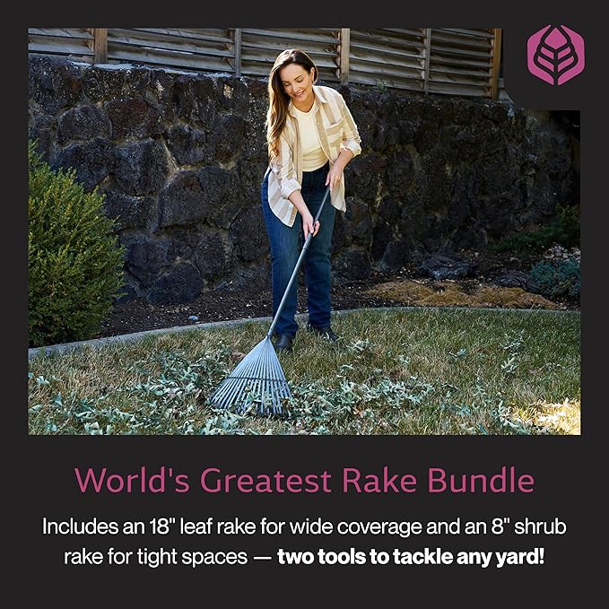 Yard Butler World’s Greatest Rakes | Heavy Duty All Steel Rake with Ergonomic Garden Claw, Free-Floating Tines & Long Metal Handle – Lawn, Yard, Bed, Landscape for Leaves, Grass & Debris,, Bundle Pack