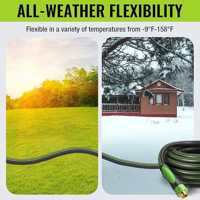 WORKPRO 5/8 IN x 50 FT Garden Hose, Heavy Duty, Flexible, Lightweight Water Hose with 360° Bi-Material Rotation Handle, 3/4" GHT Solid Brass Fittings, for Outdoor, Lawn, Garden & Yard, Car Wash