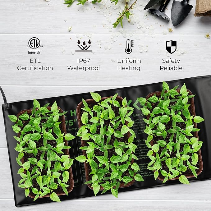 BN-LINK Seedling Heat Mat with Thermostat Controller Combo Set, 10" x 20.75" Plant Heating Mat for Seed Starting with Temperature Control for Indoor Growing, Plants Germination