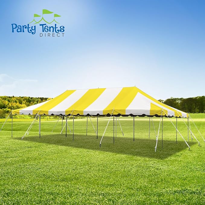 Party Tents Direct 20'x 40' Weekender Canopy Pole Tent with Sidewalls - Easy Up Canopy Tent with 160 Person Capacity - Outdoor Canopies for Parties, Weddings, and Events (Yellow/White)