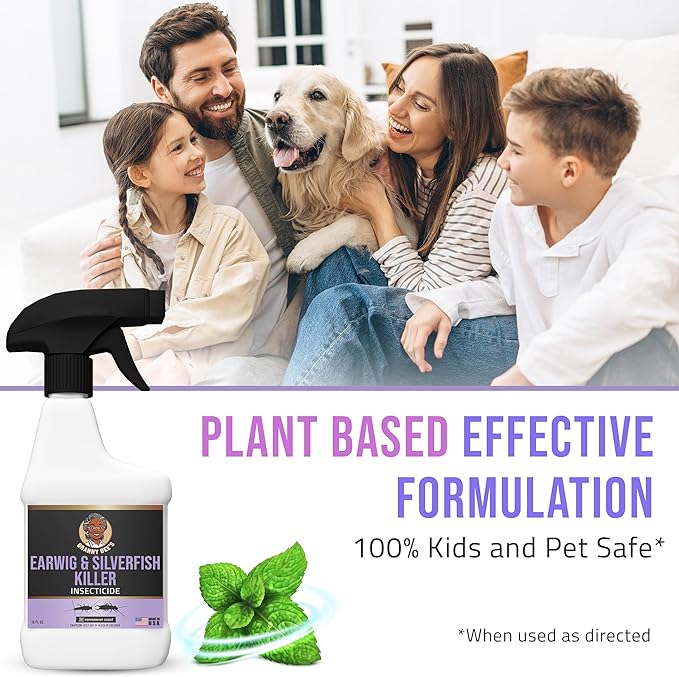 Granny Dee’s Silverfish Killer Indoor & Outdoor (Made in USA) - Kills Pests in 24 Hrs - Plant-Based Bug Killer with Peppermint Oil - Safe for Pets & Kids - Targets Earwigs, Ants, Insect, Fly & Spider