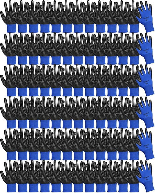 Maxcheck 54 Pairs PU Coated Gloves Bulk, Reusable Rubber Safety Gloves for Men Women Work Warehouse, Mechanic, Woodworking