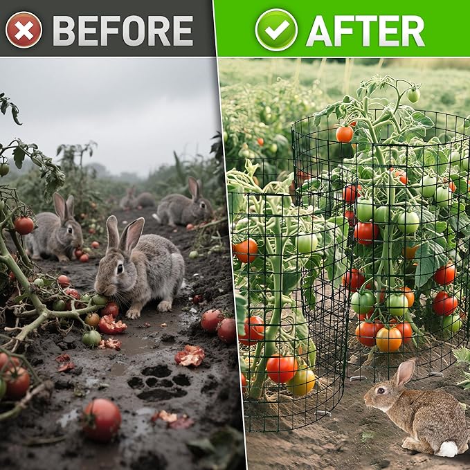 8pcs Plant Protectors from Animals, 16"x 12" Wire Plant Protector, Wire Cages for Plants with Stakes and Cable Ties, Metal Plant Cages for Plants, Vegetables, Flowers