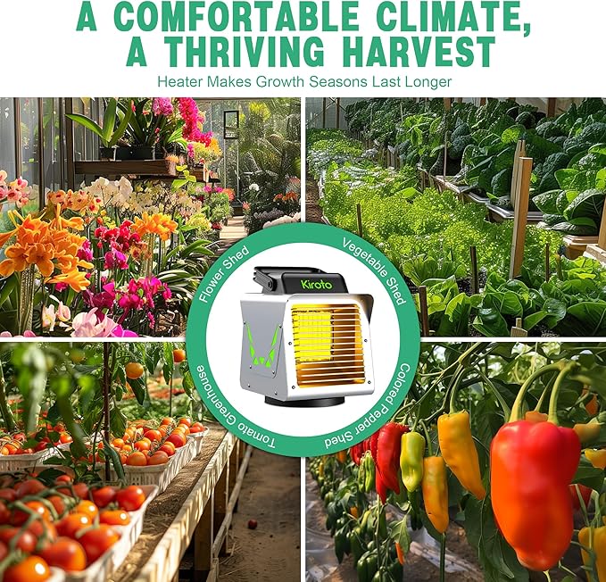Greenhouse Heater 1500W with APP Remote Control, Greenhouse Heater With Thermostat, Portable Outdoor Heater for Plants Vegetables Flowers,Smart Electric Safe Heater for Green house,Grow Tents,Garage