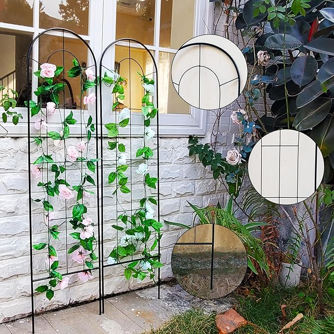 2 Pack Black Garden Trellis for Climbing Plants 59" H x 15.9" W Iron Plant Support Climbing Vines and Flowers Stands Vegetables Patio Metal Lattices Garden Addition Outdoor
