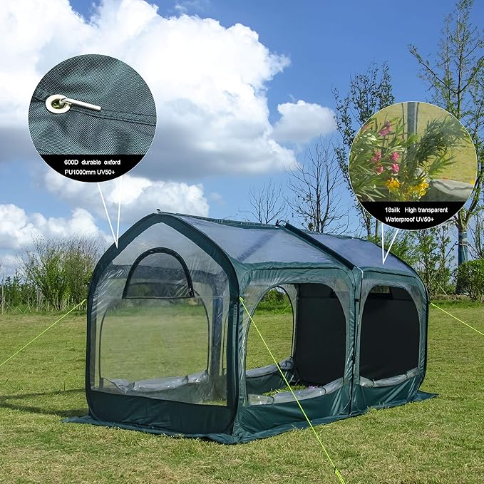 porayhut Pop Up Greenhouse Cover Flower House Mini Gardening Plant Flower Sunshine Room Room,Backyard PVC Greenhouse Cover for Cold Frost Protector Gardening Plants (Tunnel Grennhouse)