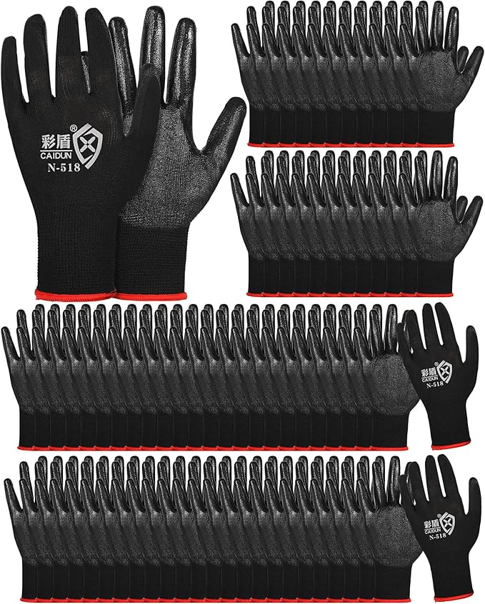 72 Pairs Gardening Work Gloves Bulk for Men Women, Rubber Coated Garden Multipack Safety Construction Glove