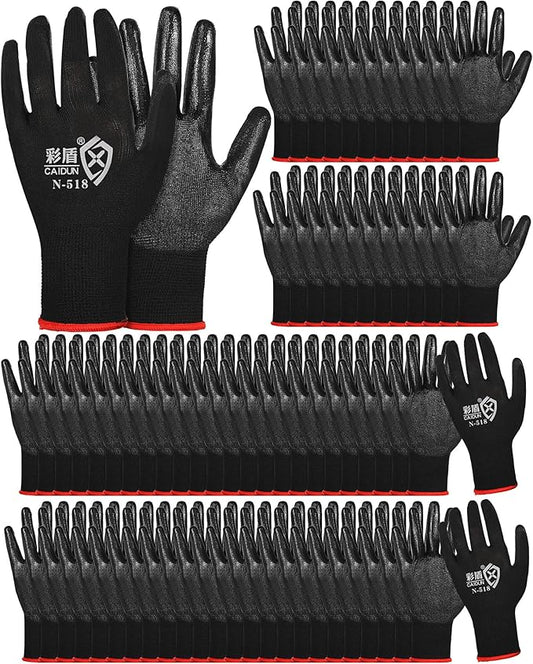 72 Pairs Gardening Work Gloves Bulk for Men Women, Rubber Coated Garden Multipack Safety Construction Glove