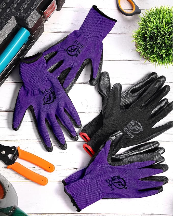 Nuogo 48 Pairs Gardening Gloves for Men Women Rubber Coated Safety Work Gloves Bulk for Gardening Construction Work