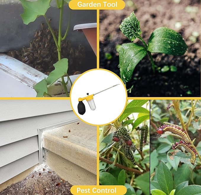 80ml Multi-Purpose Powder Duster Diatomaceous Earth Duster Powder Sprayer Bulb Duster with Length Adjustable from 11" to 23"