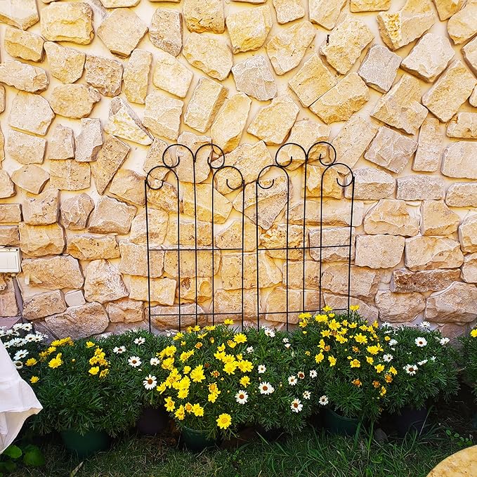 SCENDOR 2 Pack Black Garden Trellis for Climbing Plants 45” x 15.9” Iron Plant Support Climbing Vines and Flowers Stands Vegetables Patio Metal Lattices Grid Panels for Ivy Cucumbers