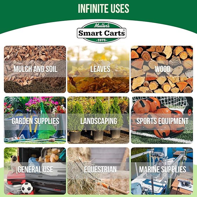 Smart Carts Ultimate Gardener Cart with 7 CF Capacity, Large 20-Inch Wheels for Effortless Maneuverability, and Aluminum Frame That is Strong, Lightweight, and Rustproof