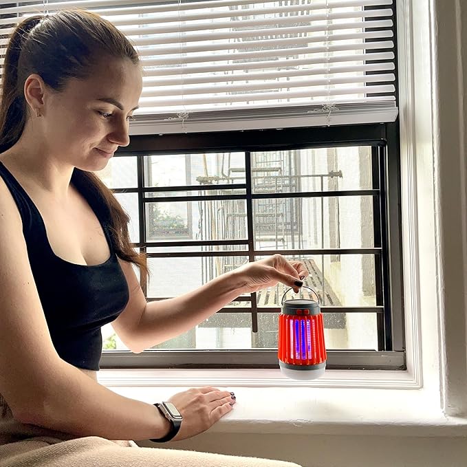 Fuzebug Buzz Blast Pro Mosquito Killer Solar Bug Zapper Outdoor Waterproof and Indoor Buzz Blast Pro Bug Zapper Buzzbug Light Flashlight Camping Buzzblast Mosquito Killer LED Light (Orange)