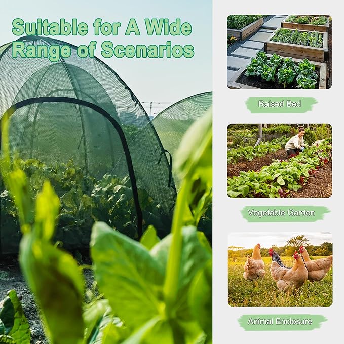 40" x 40" x 30" Mesh Plant Cover from Animals - Plant Netting Pest Guard Cover with Stakes for Raised Bed, Plant Tent Cage Protector for Vegetables Fruits Flowers Small Animals, Shading Rate 25%, 1PCS