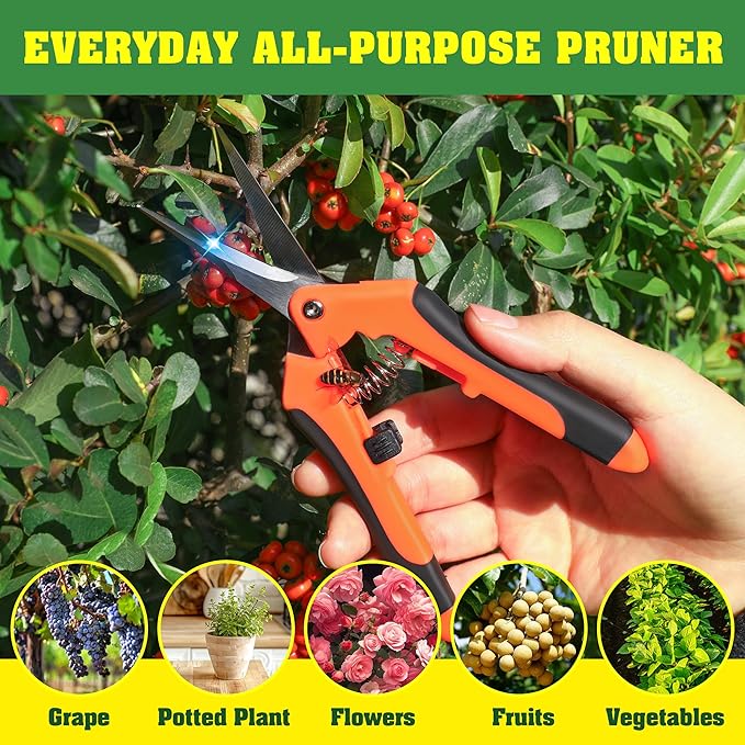 4 Pack Garden Shears, Stainless Steel Shears Gardening Tools, Scissors, Garden Clippers, Pruning Shears for Gardening Shears & Scissors (Orange Green)