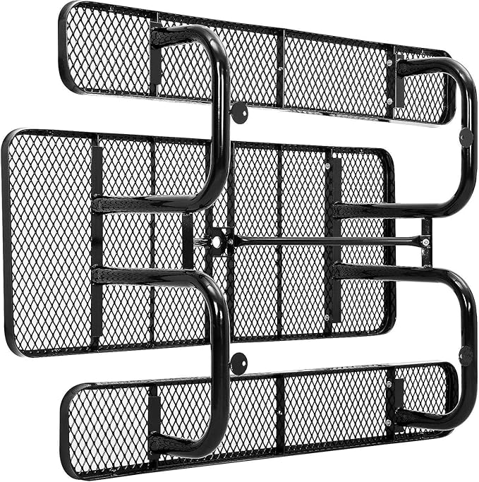 Global Industrial 6’L Rectangular Picnic Table, Expanded Metal, Black Thermoplastic Coating, Attached Benches, 1-1/2” Umbrella Pole Hole, Outdoor-Rated, 1000 lb Capacity, 72” x 30” Tabletop