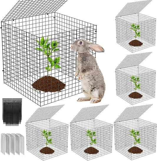 5 Pack Plant Protector from Animals, Square Metal Plant Cages Chicken Wire Cover Mesh Plant Cage, Garden Plant Protector for Plants Flower Vegetable to Keep Animals Out (12x12 in)