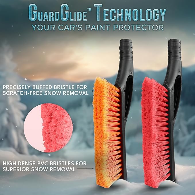 EcoNour 27" Car Snow Brush and Ice Scraper (2 Pack) | Aluminum Snow Scraper for Cars with Ergonomic Foam Grip | Scratch-Free Windshield Ice Scraper and Snow Remover for Cars and SUVs