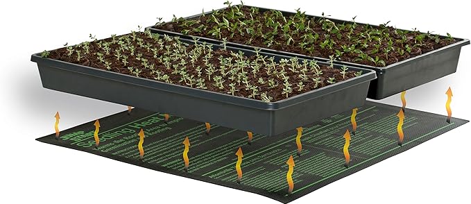 Hydrofarm Jump Start MT10008,45 Watt UL Certified Seedling Seedling & Germination Heat Mat, 20"x20", Black