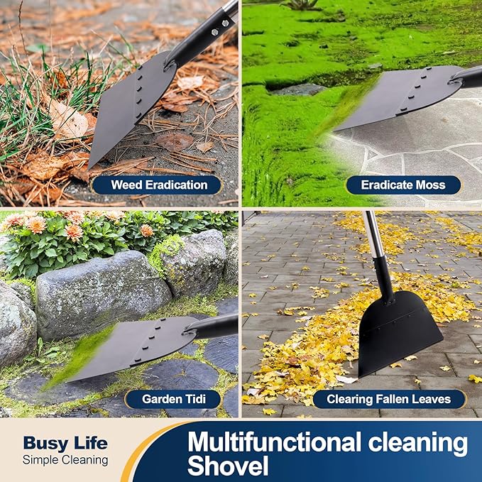 Yocada Snow Shovel ice Scraper Tool 66.3 inch Tall Long Handle Heavy Duty Snow Ice Remover Scraper Weed Removal Tool for Driveway Walkway Road Outdoor Garden Lawn