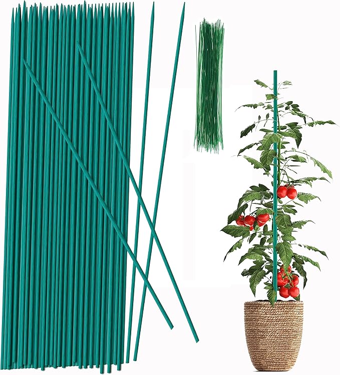 Plant Stake 17 Inch SupKing Wood Plant Sticks 30 Packs Orchid Stakes Sturdy Green Bamboo Plant Support Stake Gardening Floral Potted Plant Support
