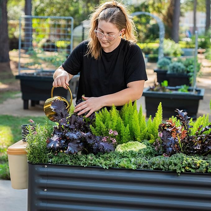 Rolling Elevated Raised Garden Bed-V Series, 2' x 6' Garden Beds with Legs & Storage Rack for Patio & Porch, 1000 Lbs Weight Capacity, Outdoor Planter Box for Vegetables Flower Herbs, Modern Gray