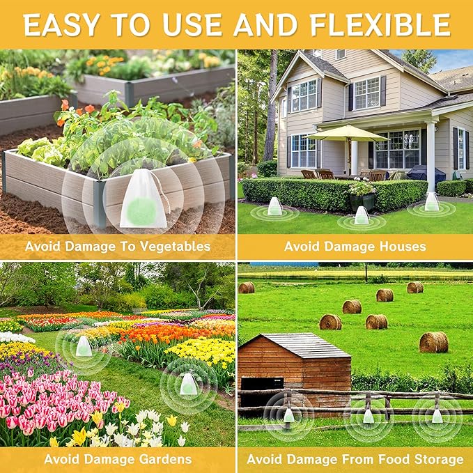 Rabbit Repellent Balls – 12 Pack Natural Deer and Rabbit Repellent for Garden and Yard, Long-Lasting Outdoor Rabbit Deterrent, Safe for Pets and Kids, Plant-Based