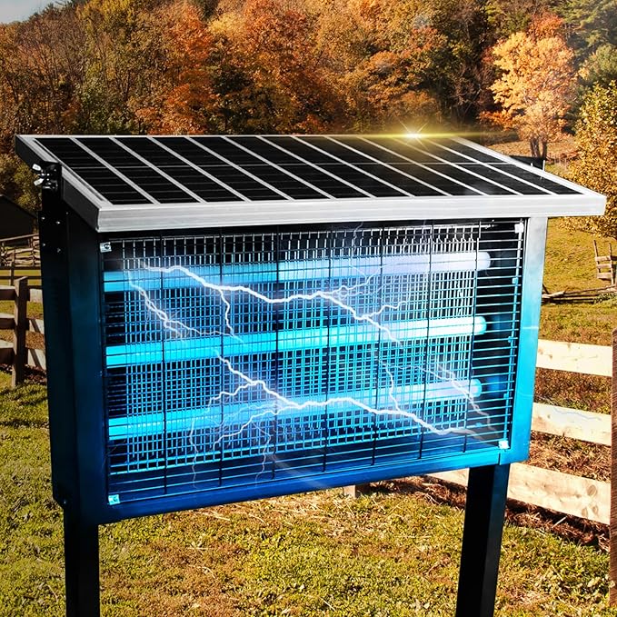 Powerful Super Large Solar Bug Zapper Outdoor for 8000 sq.ft, Poartable Rechargeable Mosquito Zapper with High Powered, Cordless Solar Fly Zapper for Patio Garden Backyard RV Camping Pond Pest Control