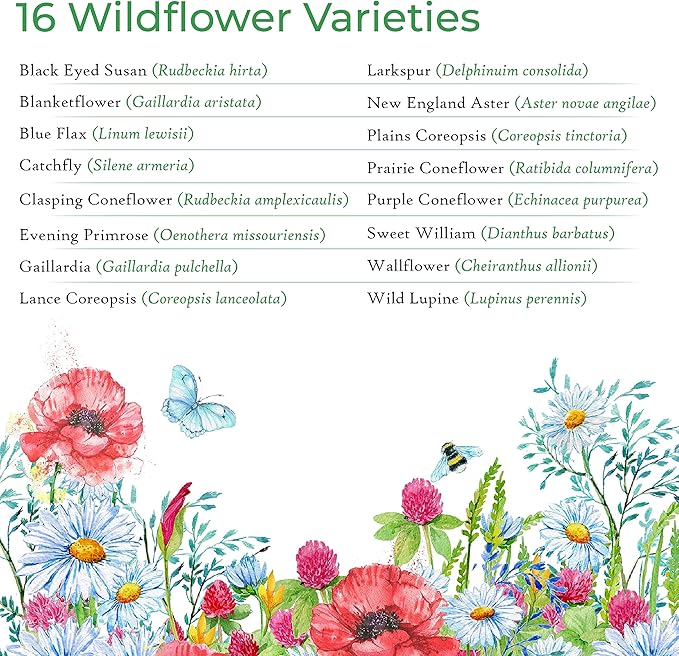 Created By Nature Idaho Wildflower Seed Mix, 14 Flower Varieties, 53,000 Seeds