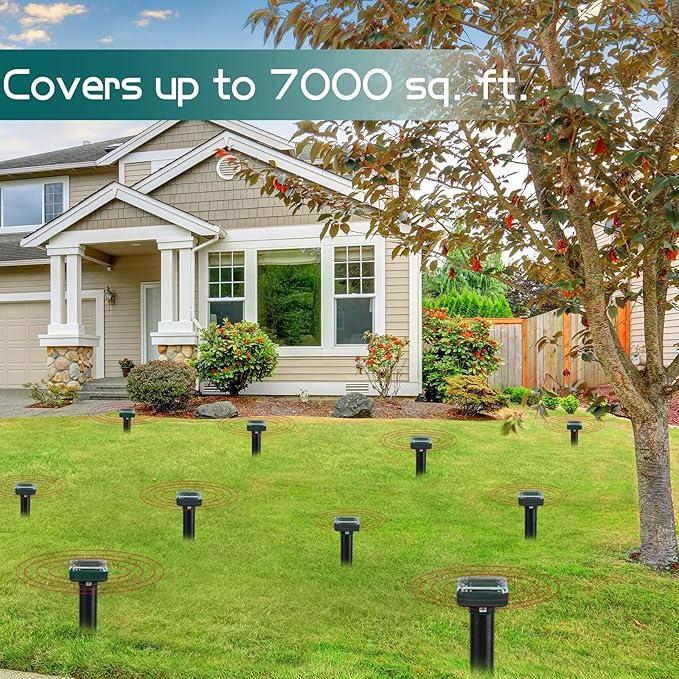 6 Pcs Mole Repellent for Lawns Solar Powered Mole Repeller Ultrasonic Gopher Repellent Waterproof Outdoor Snake Stakes Spikes for Yard Garden Gophers Groundhogs Voles Rodent (Small)