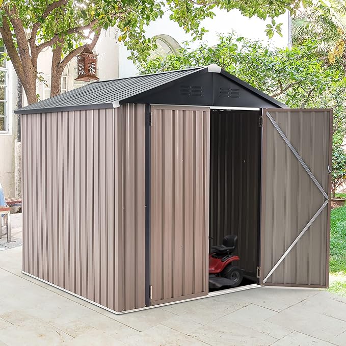 U-MAX 6x6 Storage Sheds & Outdoor Storage, Small Outdoor Storage Garden Outside Shed kit, Galvanized Metal Utility Shed for Backyard, Patio and Lawn