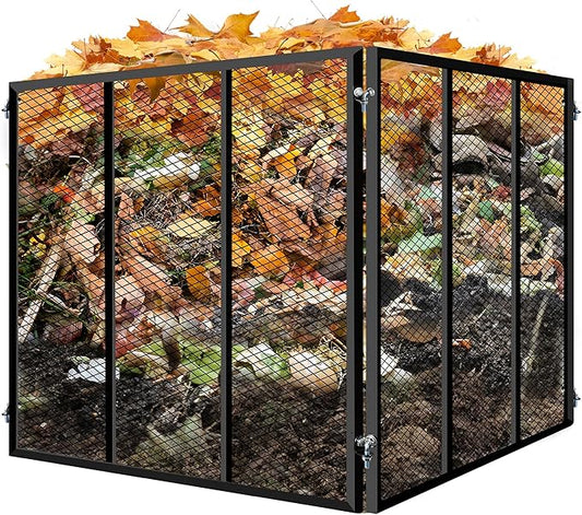 Large Compost Bin Outdoor - 158 Gallon Metal Wire Mesh Compost Bins with Rust-Proof Coating, Easy to Assemble Square Garden Compost Bin for Yard Waste, Leaves & Kitchen Scraps, 35x35x30 Inches
