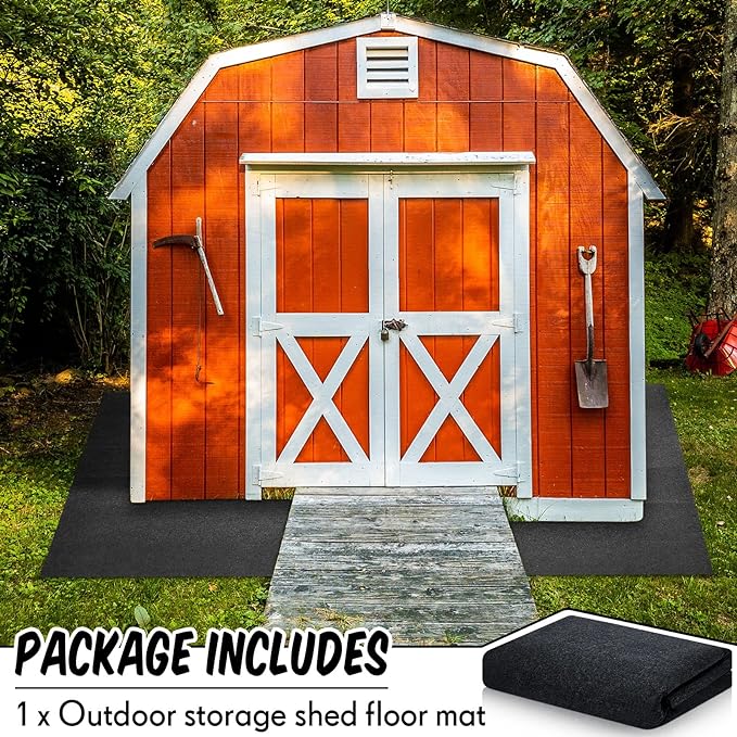 Haull Outdoor Storage Shed Floor Moat Waterproof Outdoor Carport Mat Thickened Soft Patio Furniture Pad Washable with Non Slip Backing, Storage Shed Not Included(8.2 x 8.2 ft)