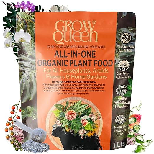 Organic Plant Food, Indoor Plant Food for Houseplants & Aroids, Organic Fertilizer for Flower & Vegetable Gardens, 1lb = 25 Servings, Feeds 50 gal Instantly and Slow Release