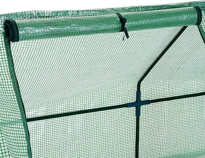 Outsunny 9' x 3' x 3' Mini Greenhouse with Zippered Doors & Roll-up Windows, Portable Plant Hot House with Durable PE Cover, Water Resistant, UV Protected for Outdoor Flowers, Vegetables, Green