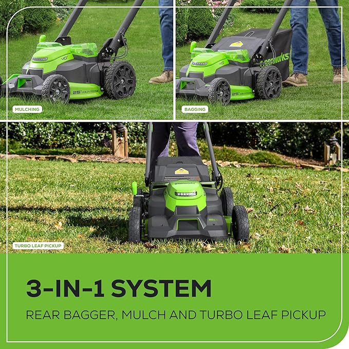 Greenworks 40V 25" Brushless Cordless (Self-Propelled) Lawn Mower (75+ Compatible Tools), (2) 4.0Ah Batteries and Dual Port Rapid Charger Included