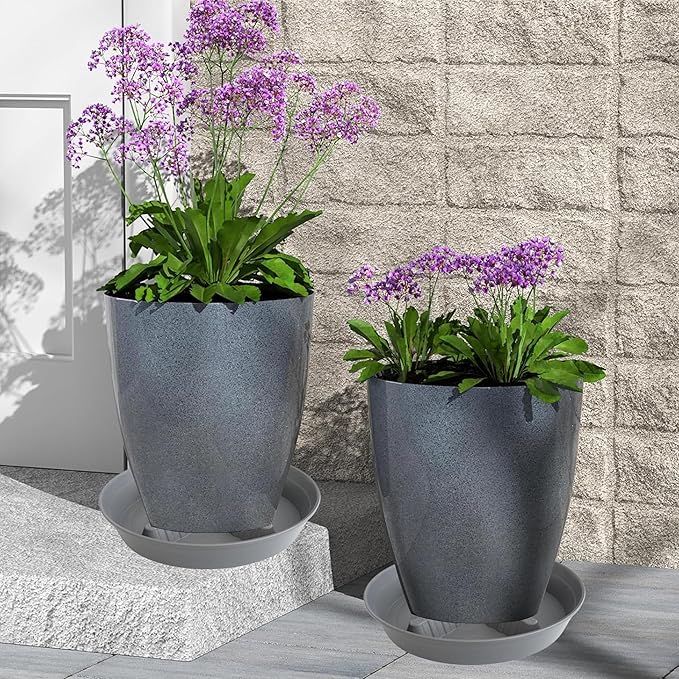 4 Pack Plant Saucer 8 inch, 10 12 14 17 inch, Plant Stand Plastic Plant Saucers for Indoors Outdoor, Heavy Duty Flower Planter Drip Trays for Pots, Pot Saucers for Plants, Grow Bags Saucers