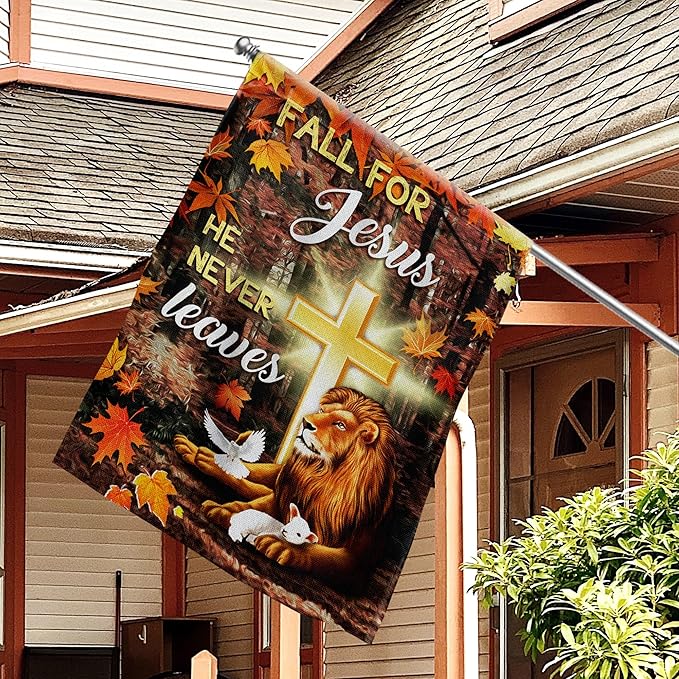 FLAGWIX Fall Christian Flag - Lion of Judah House Flags for Outside 29.5" x 39.5" - Christian Gifts for Women Faith, Fall Decorations for Home, Thanksgiving Decorations for Home Garden Decor