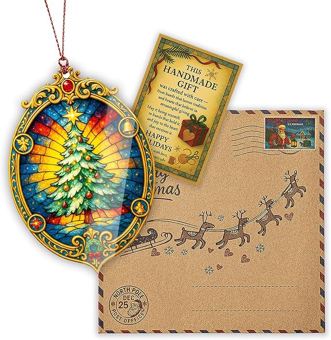 Classic Christmas Tree Ornament – christmas tree ornament – holiday gifts – festive decor – christmas ornament – Suncatcher effect window hanging – Car Hanging