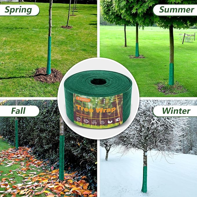59Ft Tree Wrap(2 Pack), Single-Layer Design,4.7 Inch Width,Trunk Protector - Breathable Sunscreen Wrap for Damaged Bark & Heat Preservation - Easy to Handle & Stylish Design