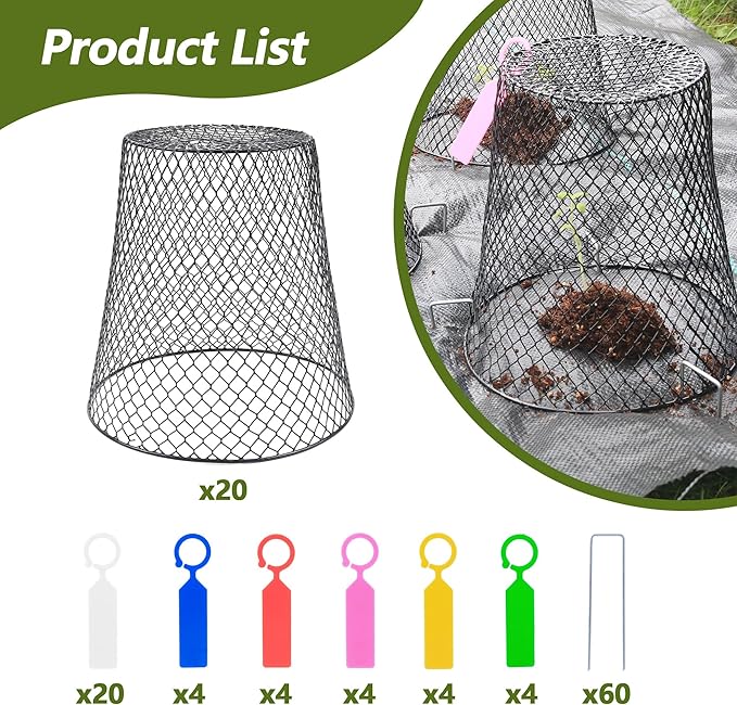 20Pcs Chicken Wire Cloche Plant Covers, 9.2×9.2 Inches Plant Protectors from Animals, Metal Garden Plant Cages for Outdoor Plants, Keep Rabbits, Squirrels, Birds Out