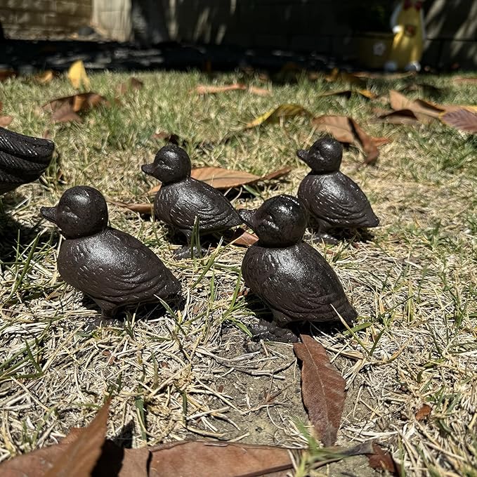 Rust Brown Cast Iron Duck Figurine（3.6" Tall） - Single Piece Vintage Style Decorative Ornament for Home, Garden, Shelf Decor HC6905